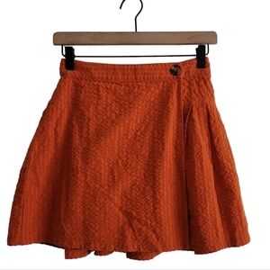 NEW Urban Outfitters XS Wrap Skirt Textured Orange Pleated Mini Swim Cover Up